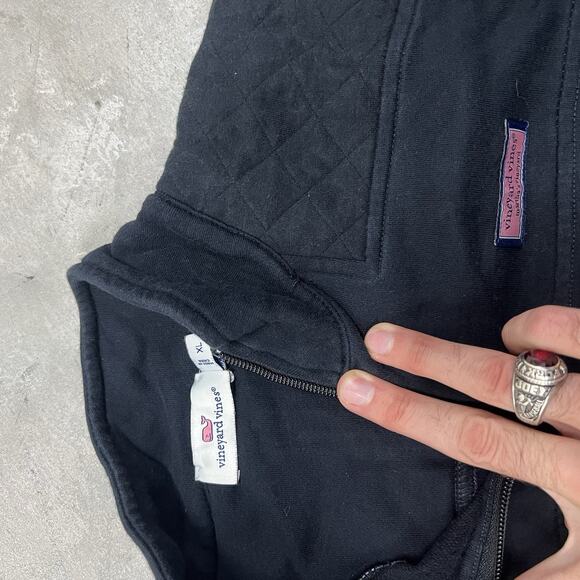 Vineyard Vines Quilted Sweatshirt Quarter Zip Pullover Black Men’s Size XL - Picture 4 of 8